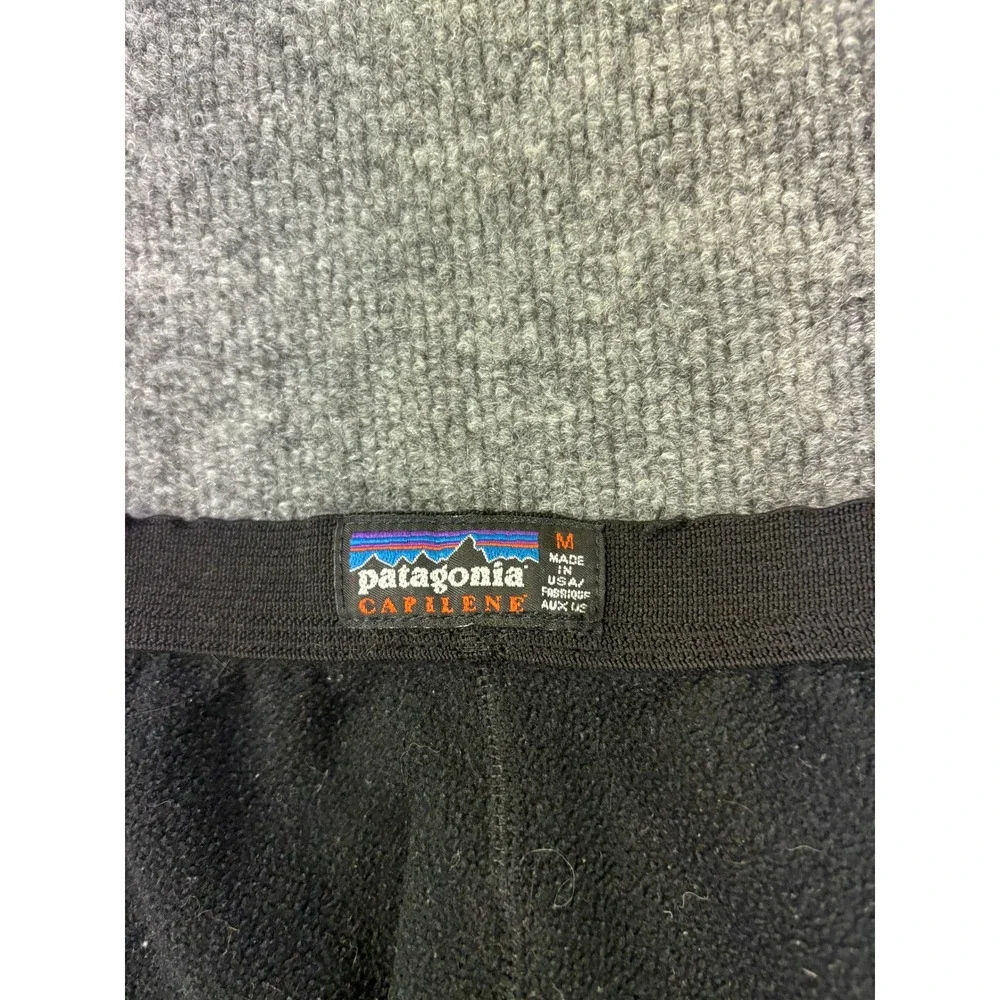 VNTG Patagonia Capilene Fleece Pants Womens M Black Base Layer Thermal Made USA